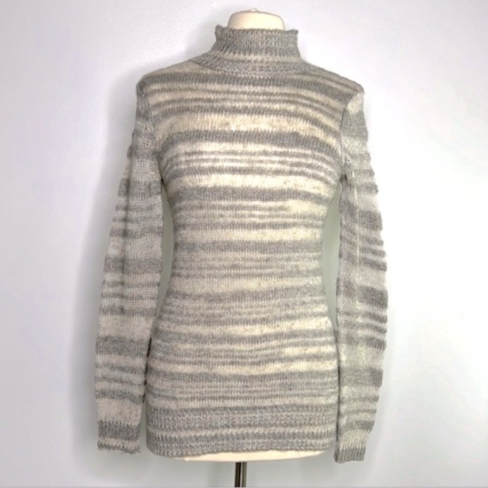 Anthropologie x Moth gray striped knit mock turtleneck wool blend sweater small